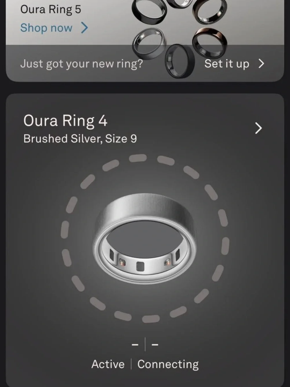 Oura ring 4, silver, size 9